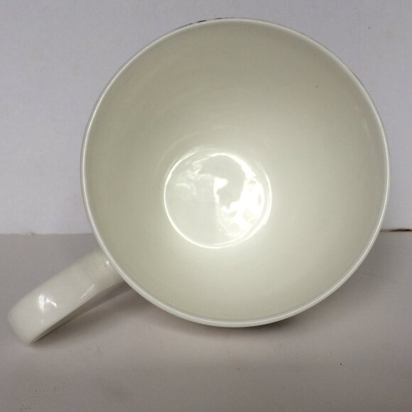 Portobello by Inspire Peacock Footed Coffee Mug Black White Bone China - Picture 5 of 8